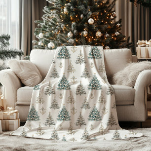 Coastal Christmas Tree Holiday Fleece Blanket