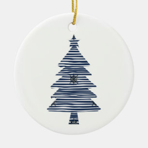 Coastal Christmas Tree Nautical Ship’s Wheel  Ceramic Ornament