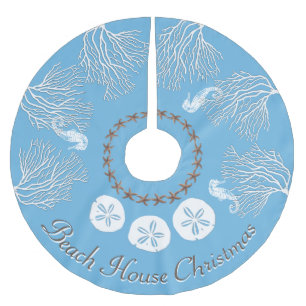 Coastal Christmas Under the Sea Blue Brushed Polyester Tree Skirt