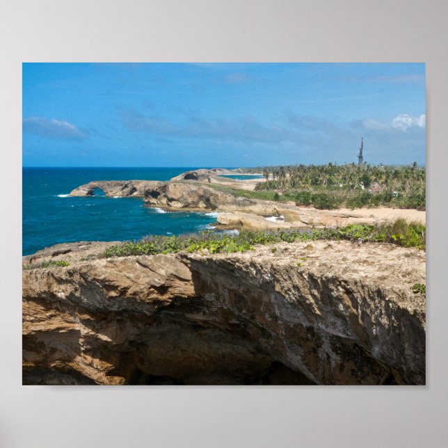 Coastal Cliffs and Beaches at Cueva del Indio Poster (Front)