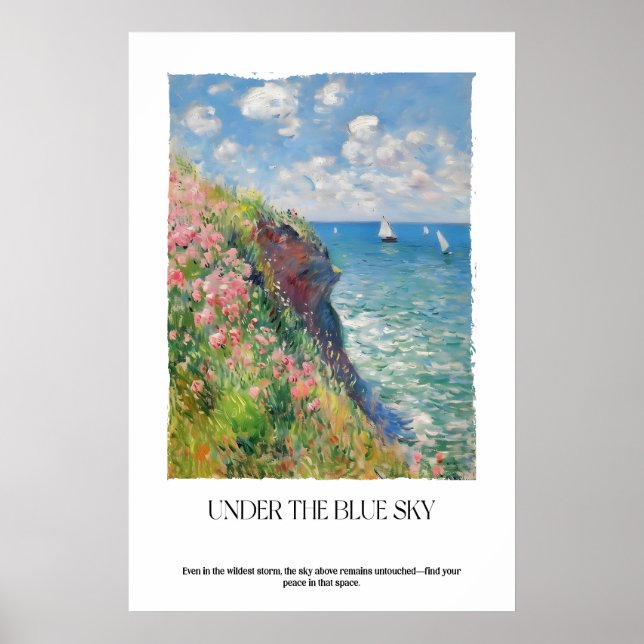 Coastal Cliffs Impressionist Seascape Art Sailing Poster (Front)