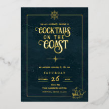 Coastal Cocktail Party Invitation | Nautical Gold