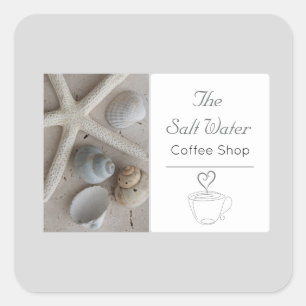 Coastal Coffee Shop Business Branding  Square Sticker