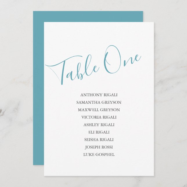 Coastal Colours Wedding Seating Chart, Table Plan Invitation (Front/Back)