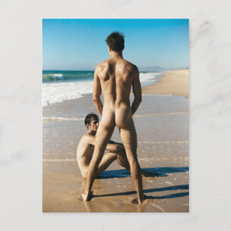 Coastal Connection - Gay Males at Nude Beach Postcard