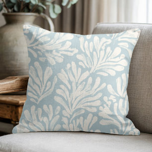 Coastal Coral Blue Cushion
