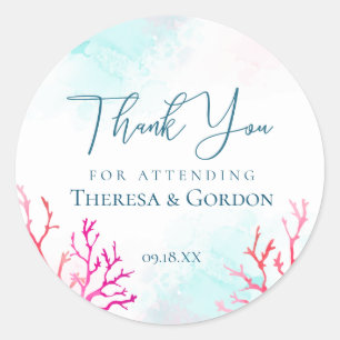 Coastal Coral Reef Thank You Stickers