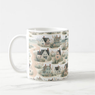 Coastal Cottage Lighthouse Pattern Coffee Mug