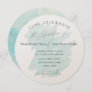 Coastal Cotton with Modern Typography Circle Invitation