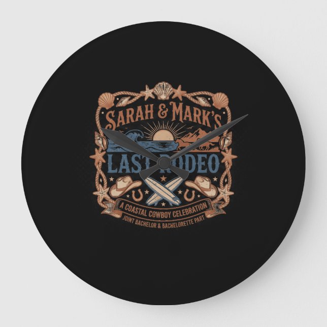 Coastal Cowboy: Last Rodeo Joint Farewell Large Clock (Front)
