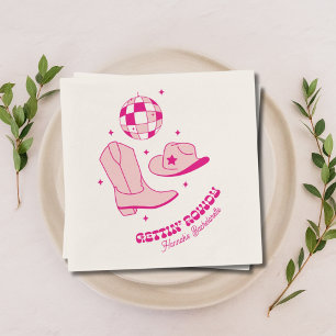 Coastal Cowgirl Bachelorette Party Disco Pink Napkin