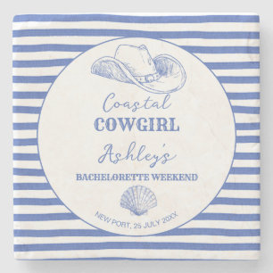 Coastal Cowgirl Bachelorette party favours printed Stone Coaster