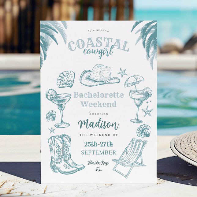 Coastal Cowgirl Bachelorette Party Invitation (Creator Uploaded)