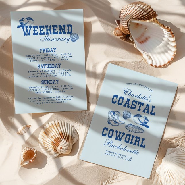 Coastal Cowgirl Bachelorette Weekend Invitation (Creator Uploaded)