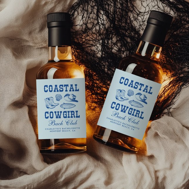 Coastal Cowgirl Bachelorette Weekend Liquor Bottle Label (Creator Uploaded)