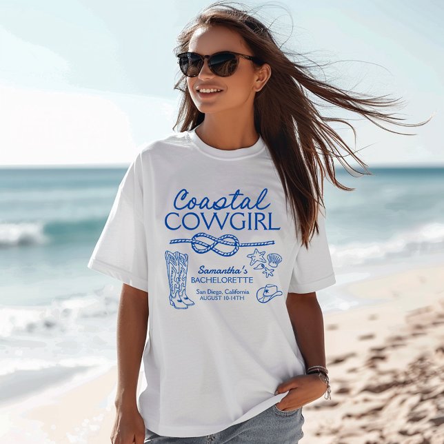 Coastal Cowgirl Bachelorette Weekend Party T-Shirt (Creator Uploaded)