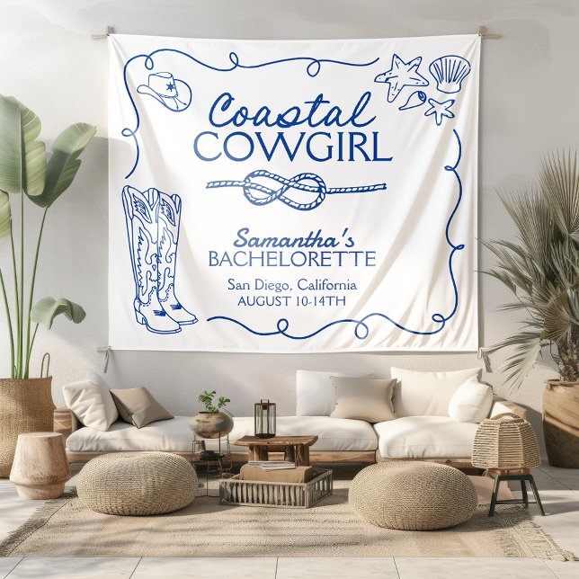 Coastal Cowgirl Bachelorette Weekend Party Tapestry (Creator Uploaded)