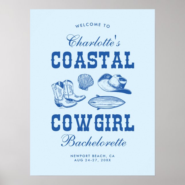 Coastal Cowgirl Bachelorette Weekend Poster (Front)