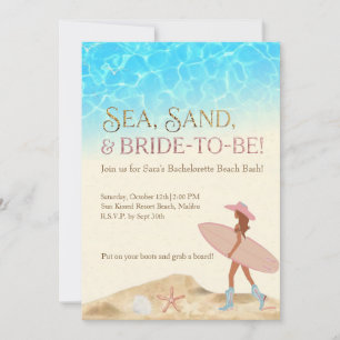 Coastal Cowgirl Beach Bachelorette Sea Sand Beach Invitation