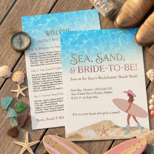 Coastal Cowgirl Beach Bachelorette Sea Sand Beach Invitation