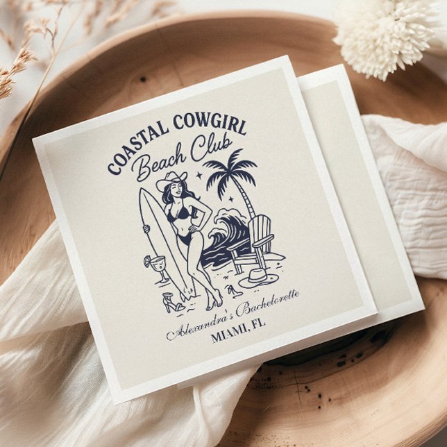 Coastal Cowgirl Beach Club Bachelorette Napkin (Creator Uploaded)