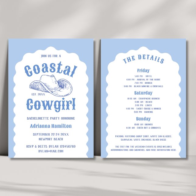 Coastal Cowgirl Beach Wavy Bachelorette Party Invitation (Coastal Cowgirl Beach Wavy Bachelorette Party Invitation)