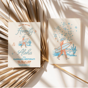 Coastal Cowgirl Birthday Western Beach Party Blue Invitation