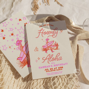 Coastal Cowgirl Birthday Western Beach Party Pink Invitation
