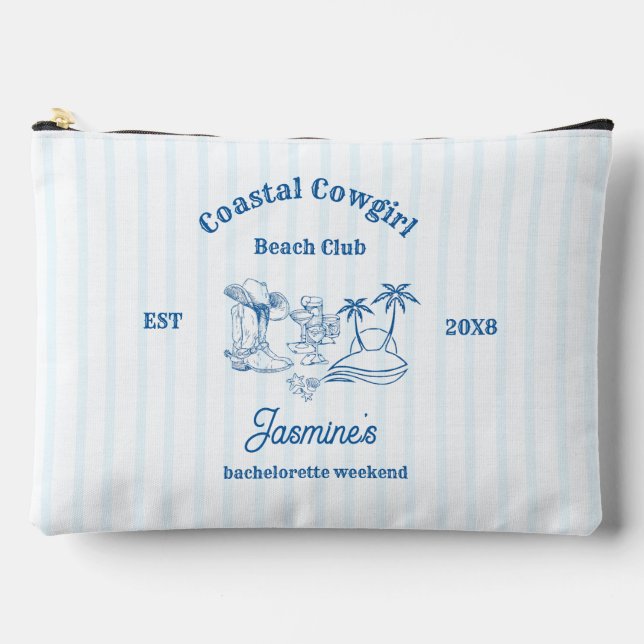 Coastal cowgirl Blue Ocean Bachelorette weekend Accessory Pouch (Front)