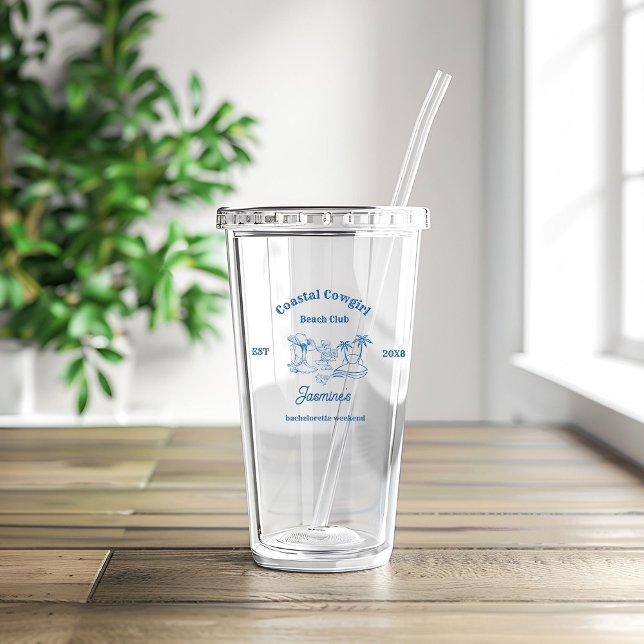 Coastal cowgirl Blue Ocean Bachelorette weekend Acrylic Tumbler (Creator Uploaded)