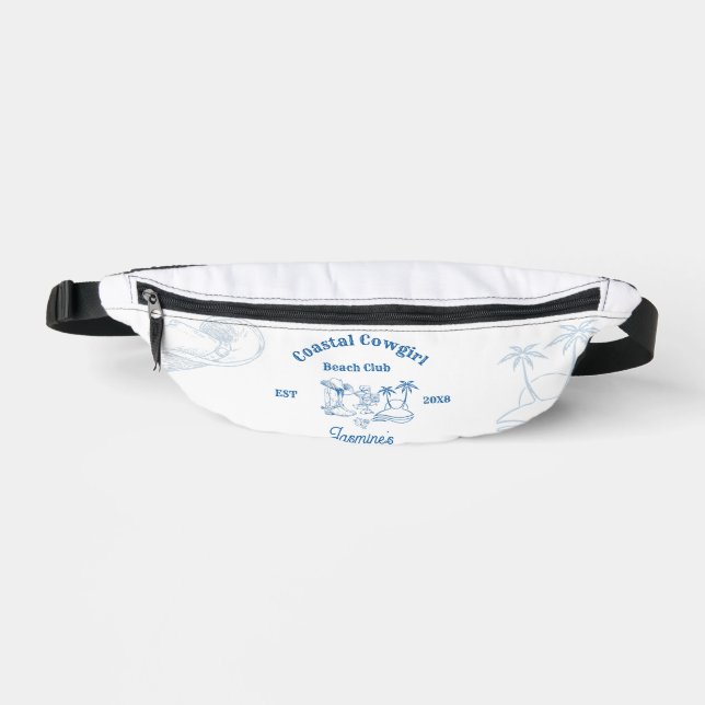 Coastal cowgirl Blue Ocean Bachelorette weekend Bum Bags (Front)