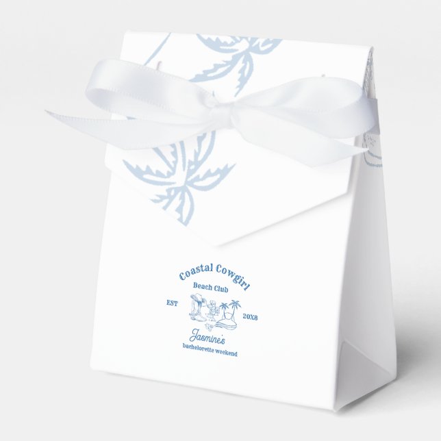 Coastal cowgirl Blue Ocean Bachelorette weekend Favour Box (Front Side)