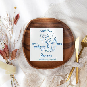 Coastal cowgirl Blue Ocean Bachelorette weekend Napkin
