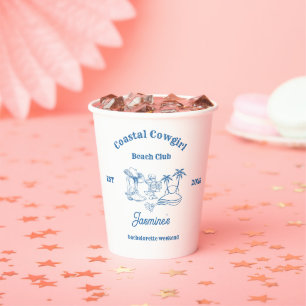 Coastal cowgirl Blue Ocean Bachelorette weekend Paper Cups