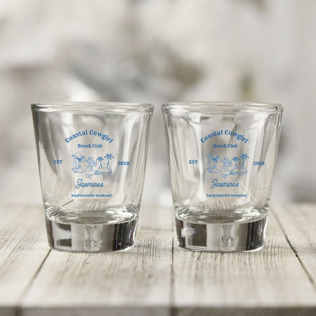 Coastal cowgirl Blue Ocean Bachelorette weekend Shot Glass (Creator Uploaded)