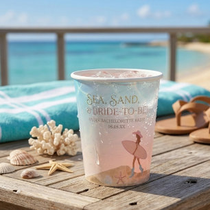 Coastal Cowgirl boots Bachelorette Pink Bride Paper Cups