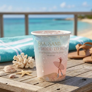 Coastal Cowgirl boots Bachelorette Pink Bride Paper Cups