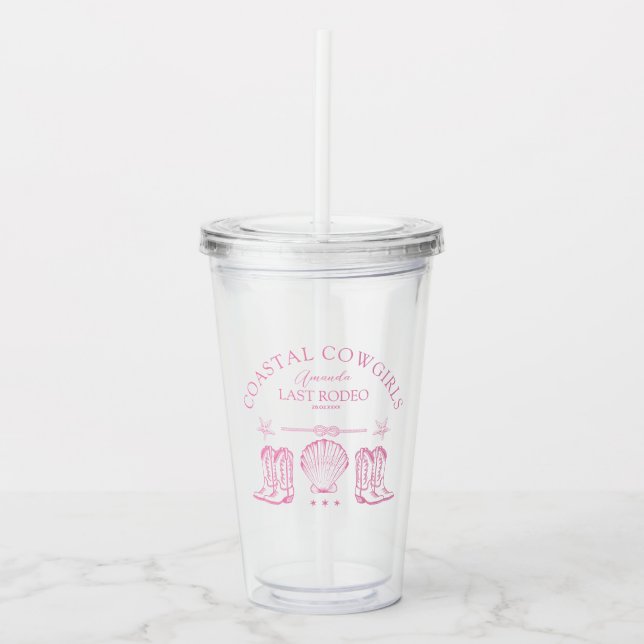 Coastal Cowgirl Boots Western Bachelorette Party Acrylic Tumbler (Front)
