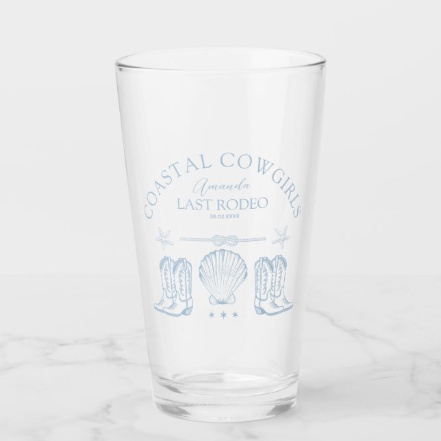 Coastal Cowgirl Boots Western Bachelorette Party Glass (Front)