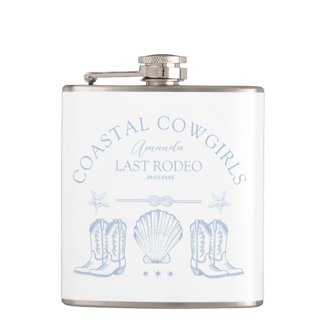 Coastal Cowgirl Boots Western Bachelorette Party Hip Flask (Front)