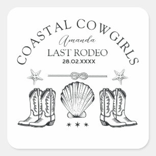 Coastal Cowgirl Boots Western Bachelorette Party Square Sticker