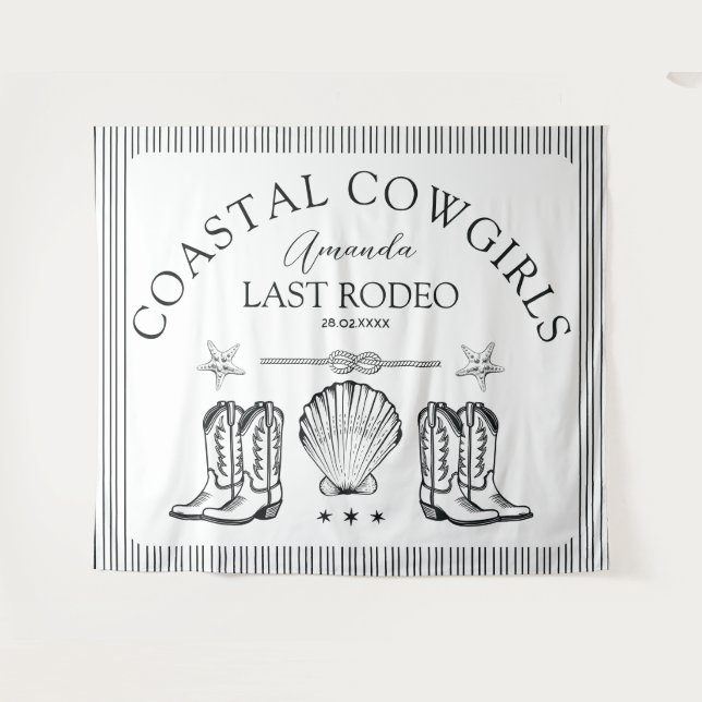 Coastal Cowgirl Boots Western Bachelorette Party Tapestry (Front (Horizontal))