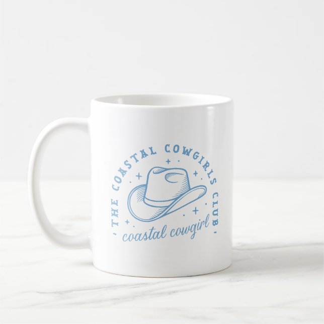 Coastal cowgirl hat west coast blue aesthetic coffee mug (Left)