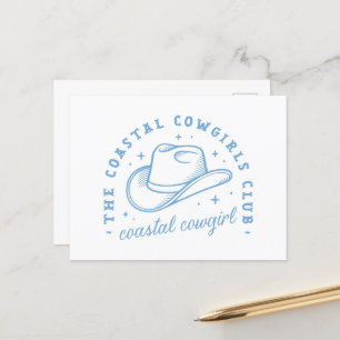 Coastal cowgirl hat west coast blue aesthetic postcard