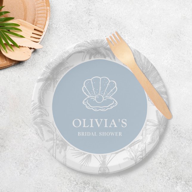 Coastal Cowgirl Modern Nautical Bridal Shower Paper Plate (Creator Uploaded)
