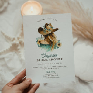 Coastal Cowgirl Modern Watercolor Bridal Shower  Invitation