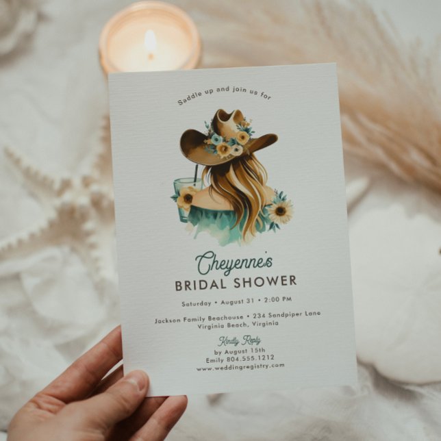 Coastal Cowgirl Modern Watercolor Bridal Shower  Invitation (Creator Uploaded)