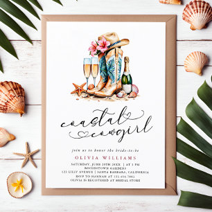 Coastal Cowgirl Modern Watercolor Bridal Shower Invitation