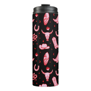 Coastal Cowgirl Pink Black Thermal Tumbler