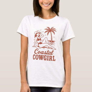 Coastal Cowgirl Retro Beach Summer Vacation T-Shirt